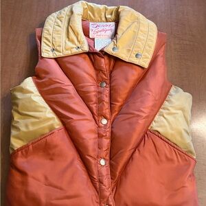 Vintage Orange and Yellow Women's Down Vest